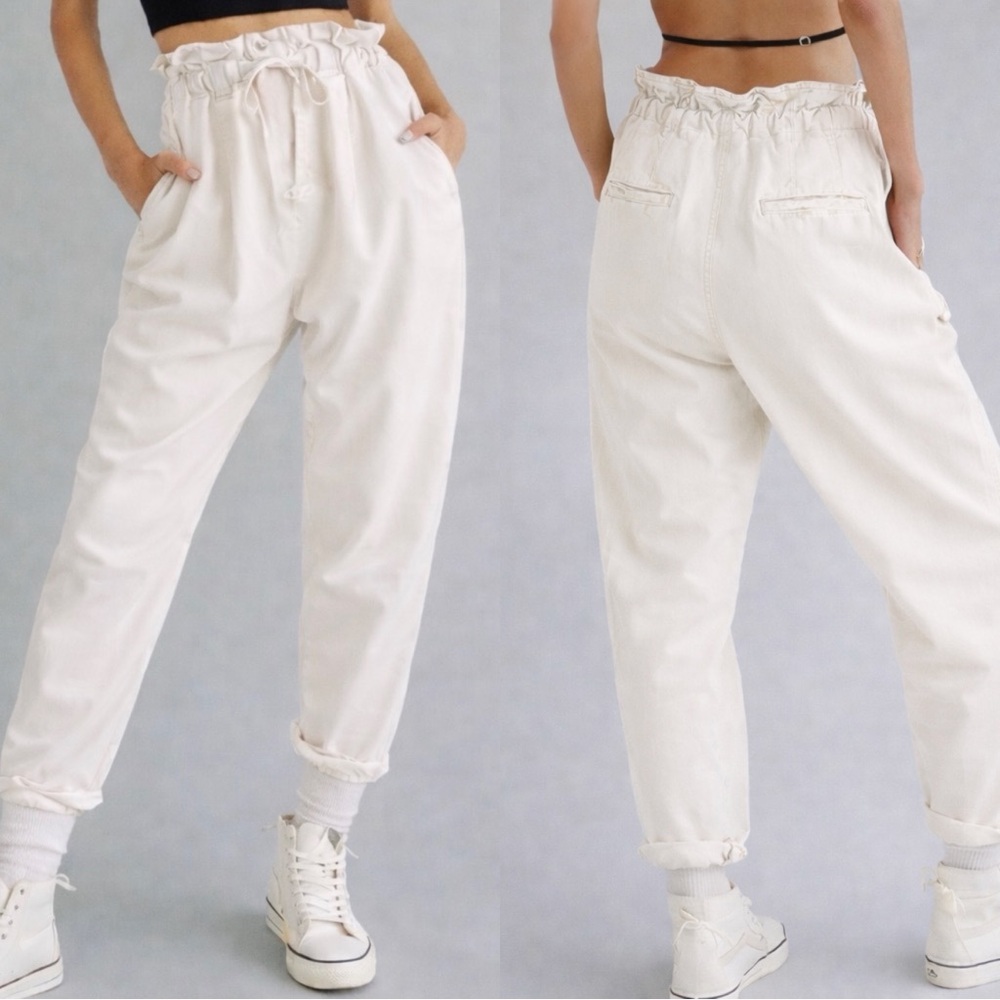NWT Free People Margate Paper Bag style white/off white pant trouser size small